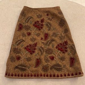 Oscar de la Renta for Bergdorf Goodman Embroidered Winter A-Line Skirt